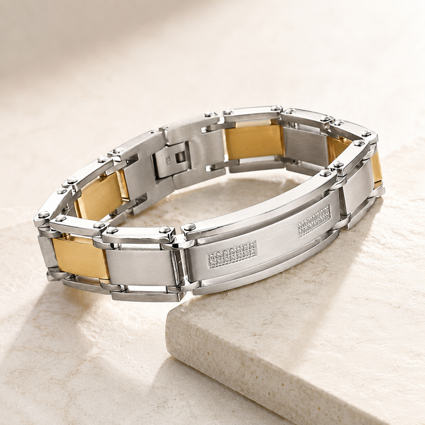 Customizable diamond-encrusted titanium steel bracelet