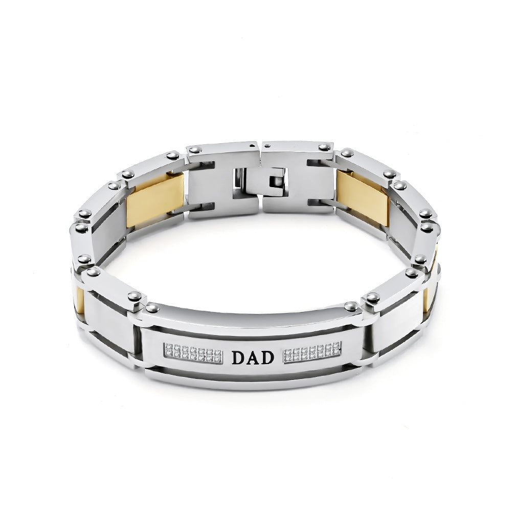 Customizable diamond-encrusted titanium steel bracelet Main image