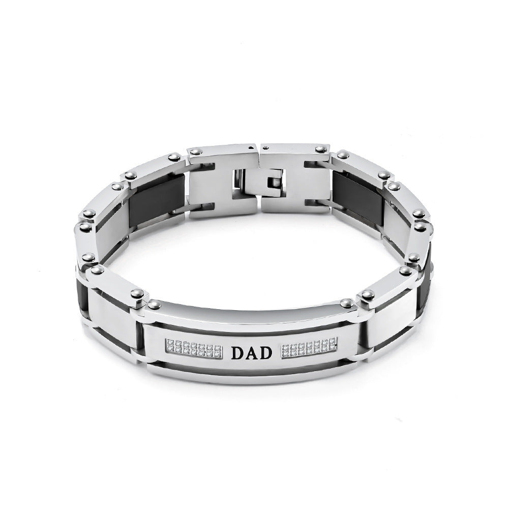 Customizable diamond-encrusted titanium steel bracelet Secondary image