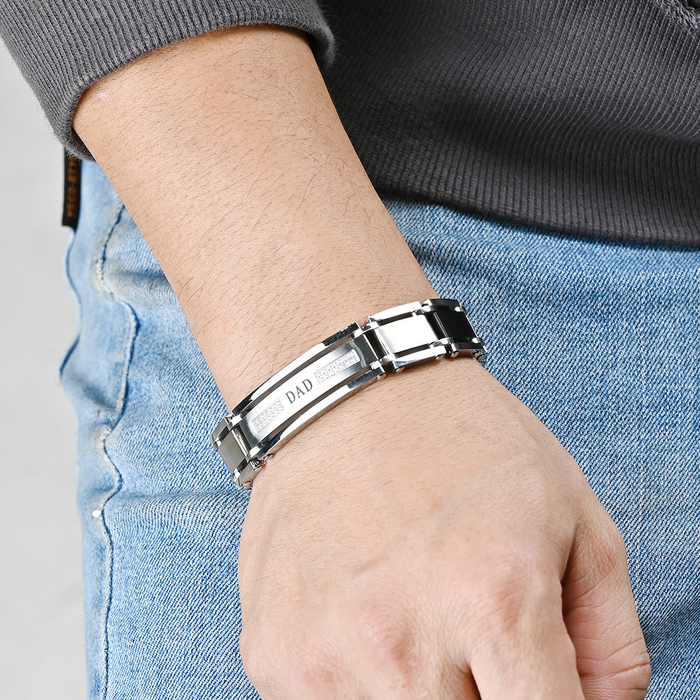 Customizable diamond-encrusted titanium steel bracelet