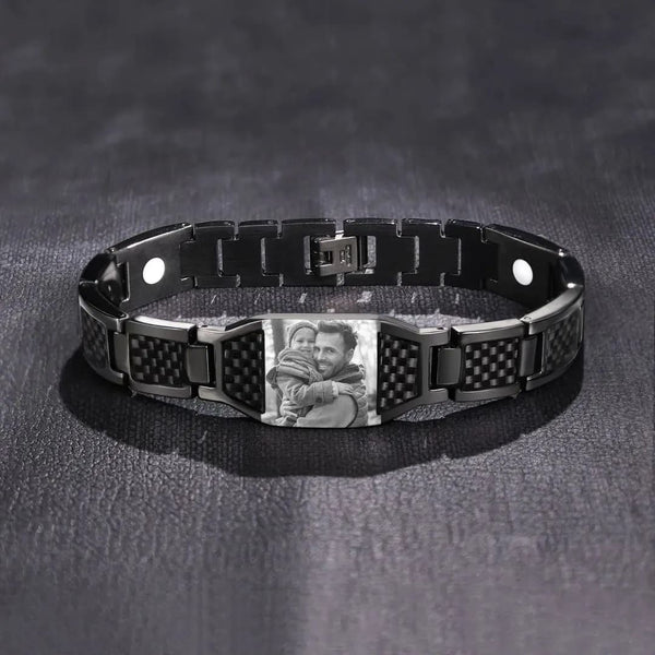 Customizable carbon fiber photo bracelet