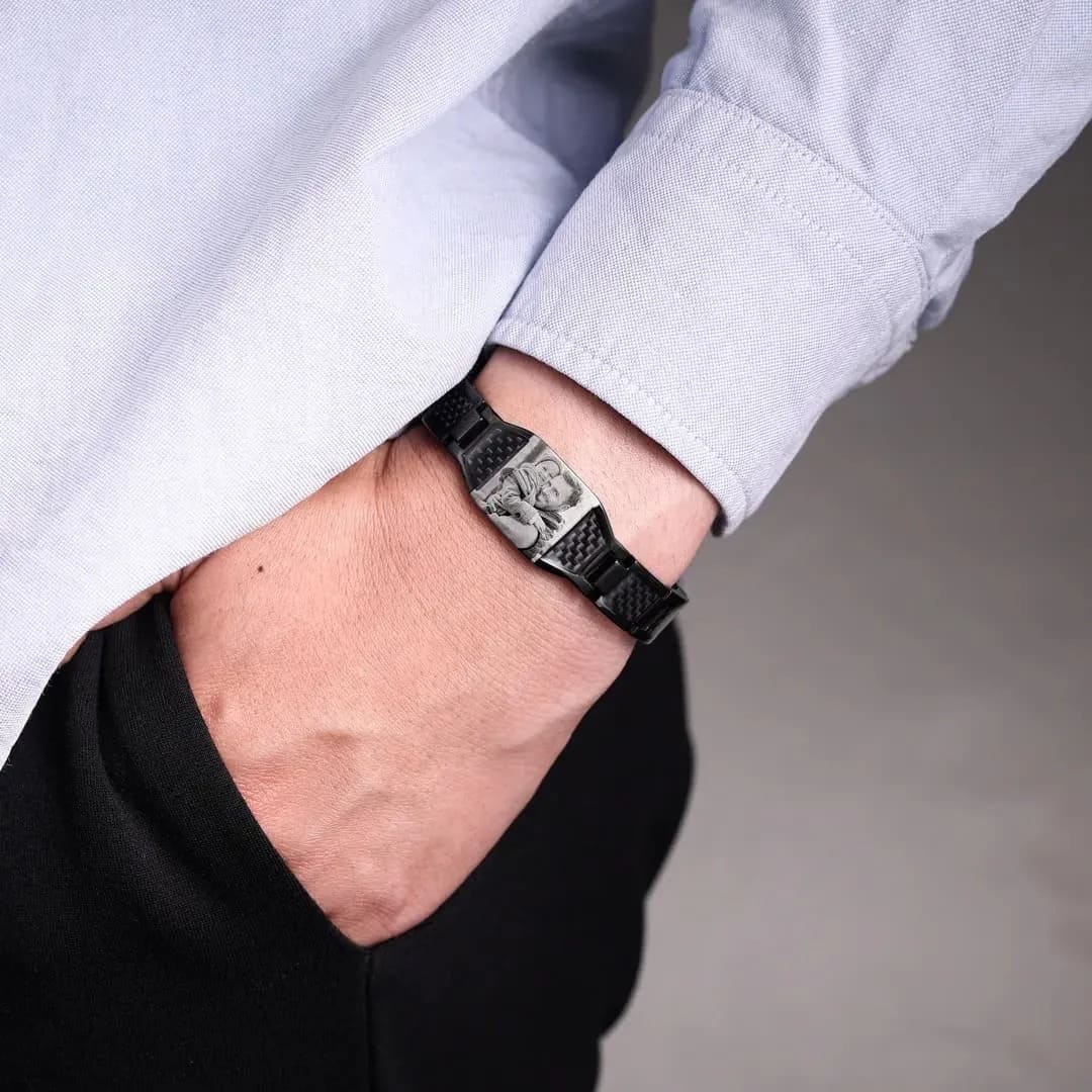 Personalized Carbon Fiber Photo Bracelet Secondary image